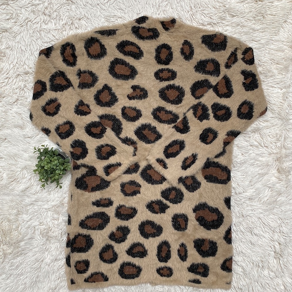 Wanna B Leopard Eyelash Open Cardigan π Tan Brown & Black - Picture 5 of 13